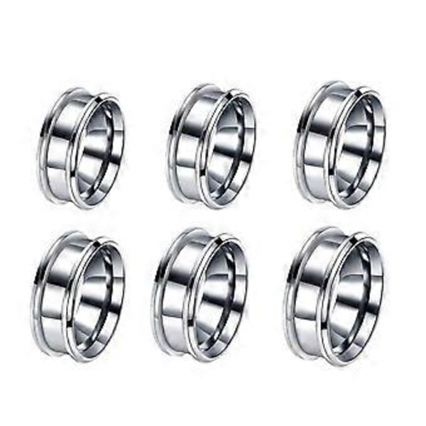 6 kpl 6 kokoa Tyylikkäät aihiosormukset Ainutlaatuiset uritetut sormukset DIY-sormusmateriaalit Täydellinen DIY-korujen valmistukseen Silver