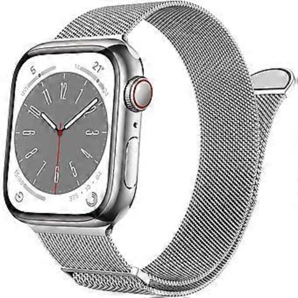 Magnetiskt Armband för Apple Watch Series 10 42mm 41mm 40mm 38mm Milanesiskt Silver Smart Klockarmband