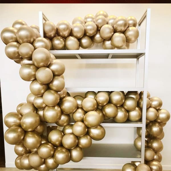 Festsalonger 50 st 12 tum Guld Metallic Chrome Helium Blanka