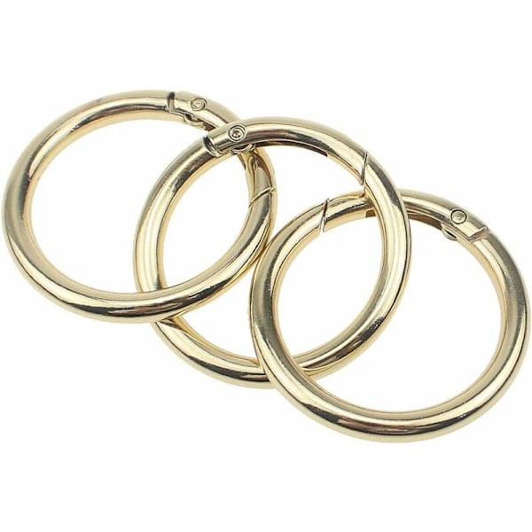6 st fjäderringar karbinhake 38mm rund guld zinklegering väska