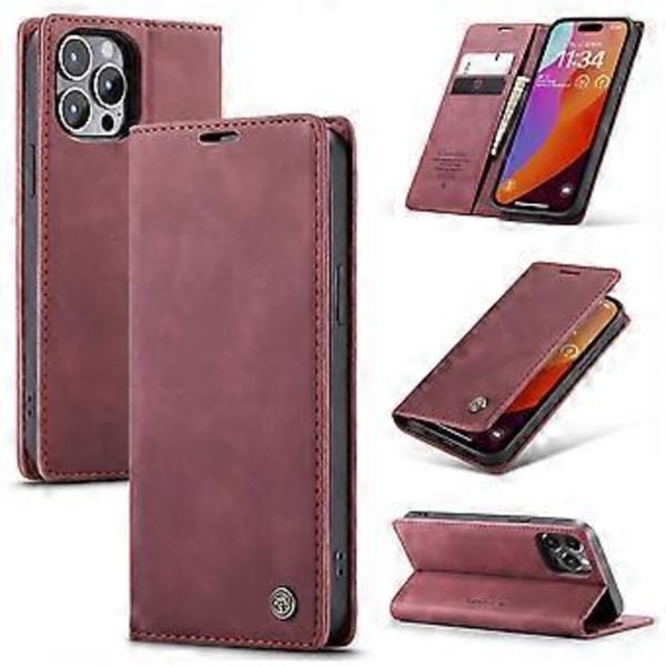 CASEME 013 Serie Til iPhone 16 Pro Max Etui Kortholder Stativ Læder Telefon Cover Style A