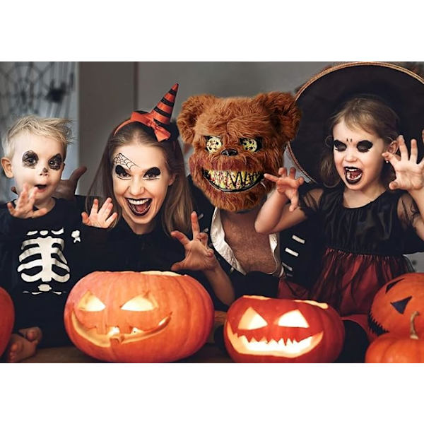 Halloween-pelottava karhun ja pupun naamio, verinen plussi-pää M