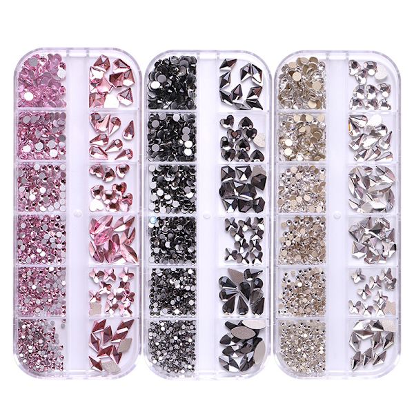 3 stk. Rhinestones til Nail Art, Crystal AB Rhinestones Flat Back G
