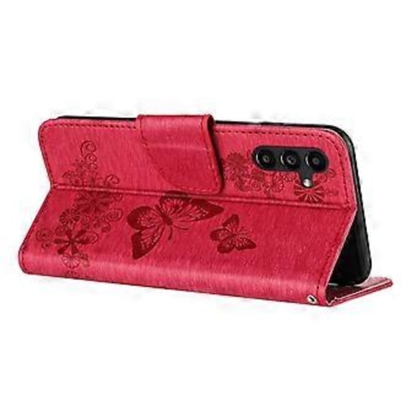 Fodral för Samsung Galaxy A05s 4G, Folio PU Läder Fjärilar Blomma Mobilskal Style B