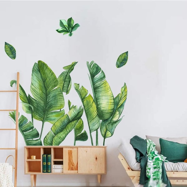 Bananblad Tropiske Planter Skrell og Lim Tapet, Gigant Grønn