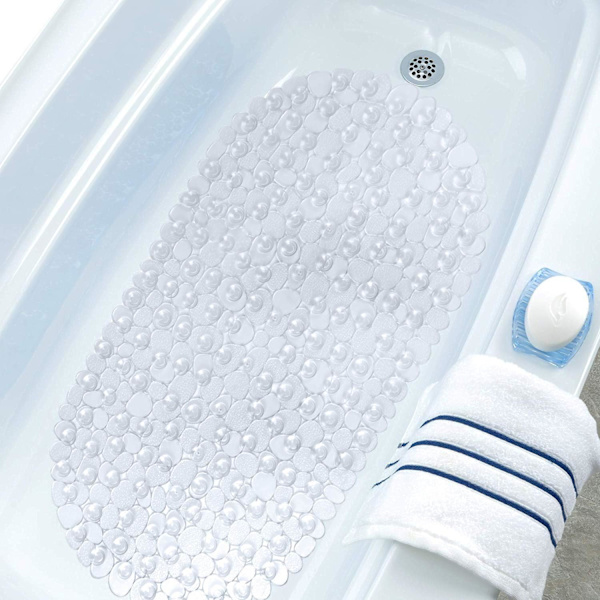 Pebbles Badematte Klar Antislipp Badekarmatte med Sugkopper, D