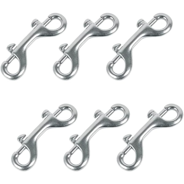 6 stk Dobbel Endeklips Haken Bolt Snap Dobbel Nikkelbelagt Sink