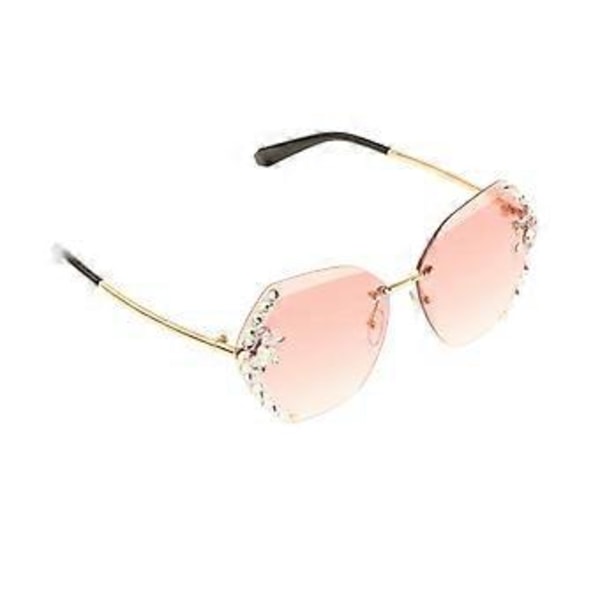 Damsolglasögon Skurna Linser Strass Solglasögon Mode Glasögon Rosa