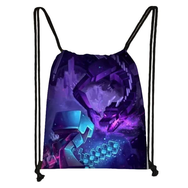 Minecraft Snørepose Barn Stor Kapasitet Organizer Bag-8
