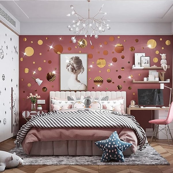 DIY Väggdekaler Akrylspegelklistermärke Set 60 st, Cirkelspegel
