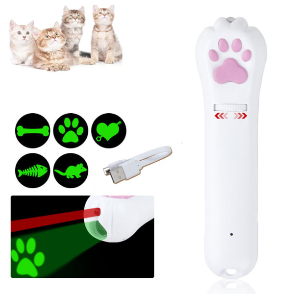 1st (grönt LED-projektionsljus + laser) Cat Pointer, USB Rechar