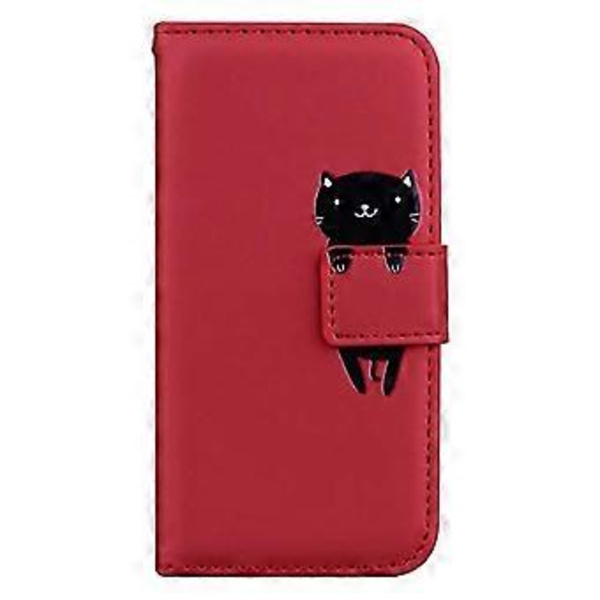 JUSCH Fodral Kompatibelt för iPhone 13 Fodral Plånbok Slim Kreditkortshållare Målad Katt Skydd Kickstand Skyddande Hållbart PU Läder Flip Folio Fodral för