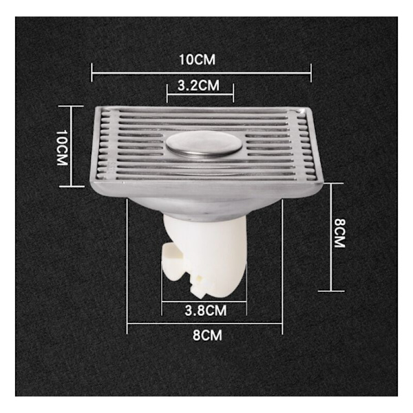 Rostfritt stål golvbrunn med deodorering, 10 cm tjock deodorering 3