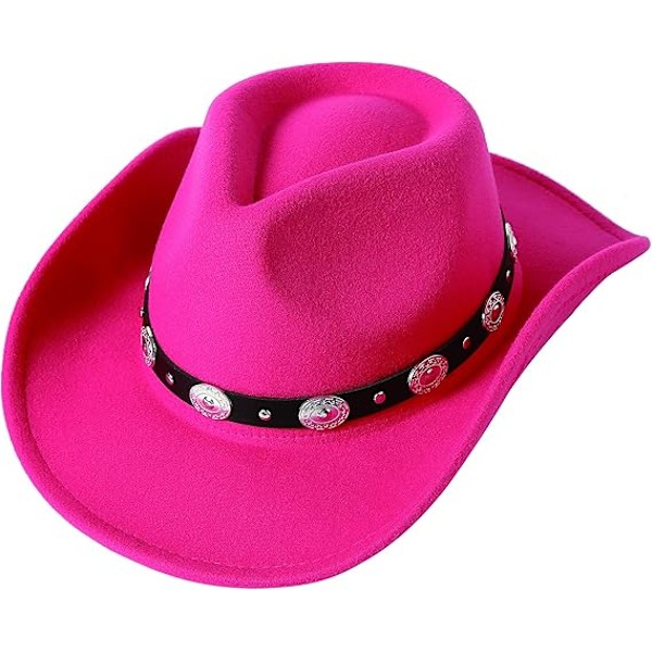Kvinnor Män Filt Bredbrättad Western Cowboyhatt Bältespänne Panama H