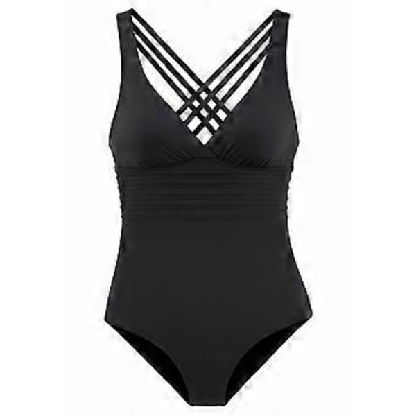 Dame Ensfarvet Udhulet Talje Heldragt Bikinier Sexet Rygløs V-hals Badedragter Strandtøj Brede Stropper Badetøj rosenrød M rose red M