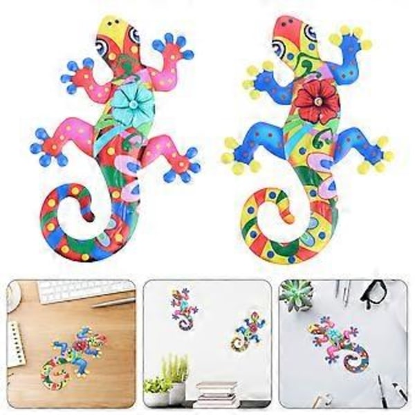 2 stk. Rustsikker Jern Gecko Veggdekorasjon Metall Øgle Ornament for Hjem Hage