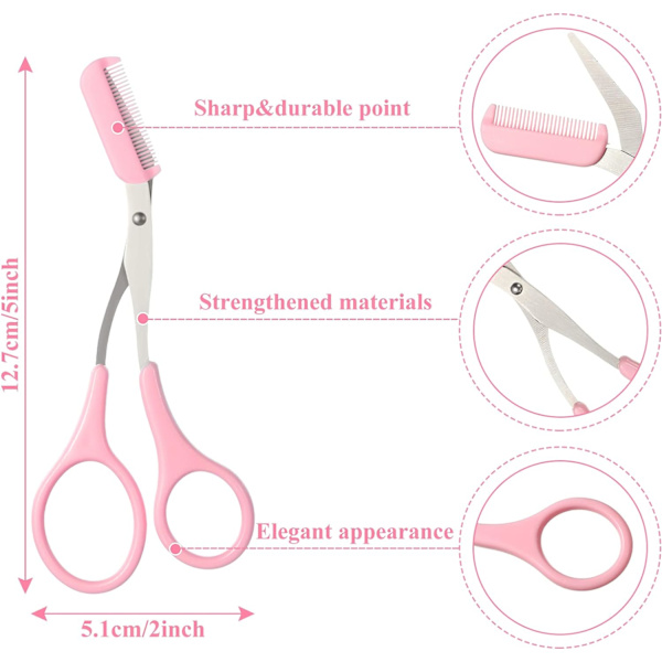 Pink, Hvid, Lilla - 3 Pak Øjenbrynssaks Øjenbrynstrimmer wi