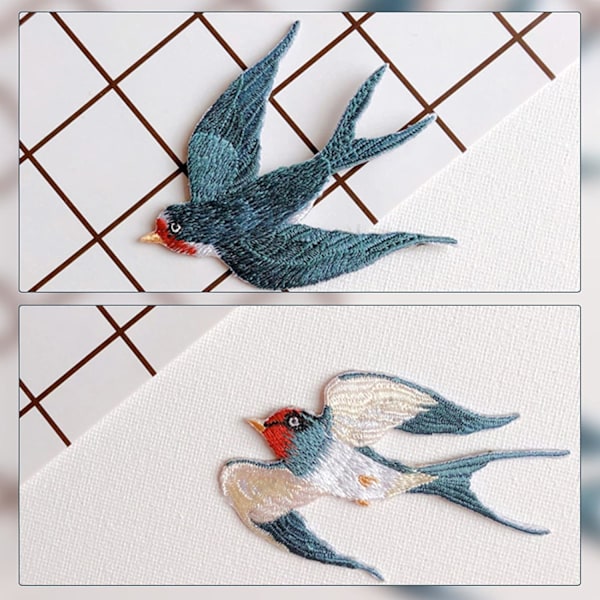 4 Stykker Sy-på Appliqué Fugl Broderet Klud Patches Dyr Ir