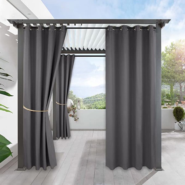 Gray Set of 2 Curtains Line Pattern Silver Interior with Eyelets