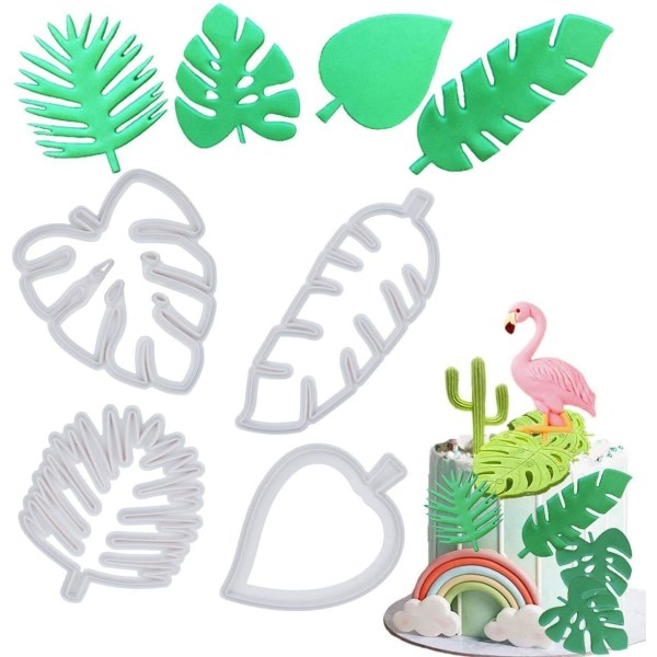 (4 stykker)Cookie Cutter - Plastic Fern Leaf Cookie Cutter Tool -