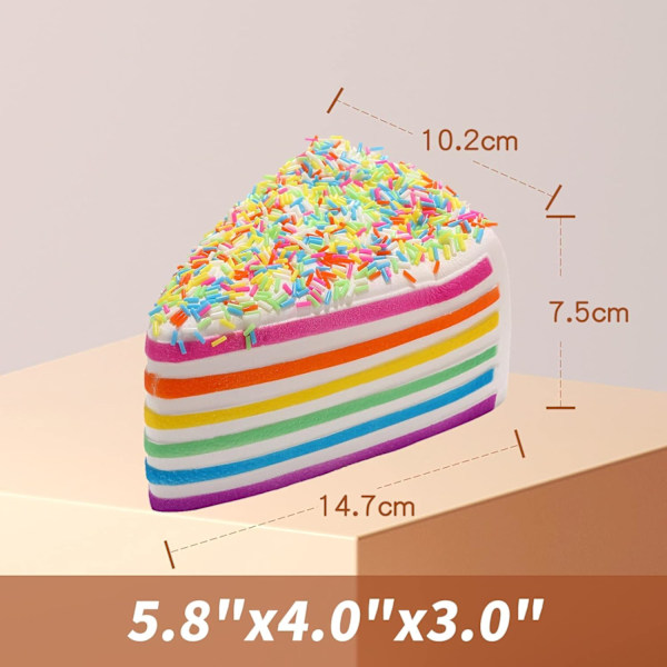 Klemleker Kake Sakte Stigende Kawaii Regnbue Squishy Anti-Stress