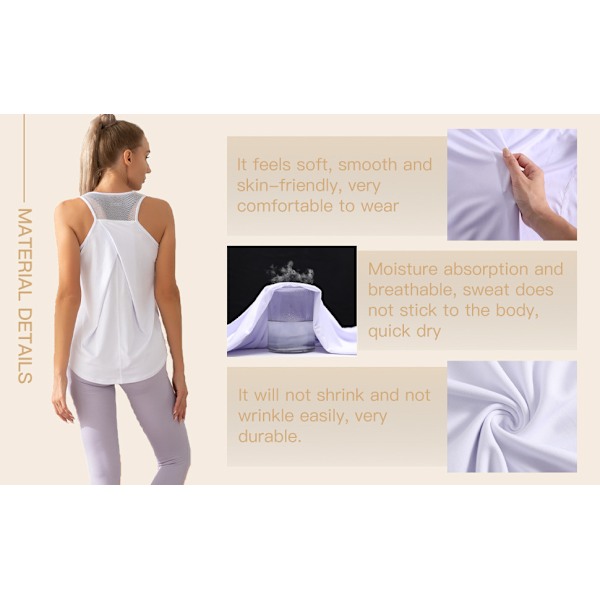 Träningslinnen för kvinnor Yoga Toppar Sexiga Ärmlösa Plisserade Gymtröjor Atletisk Racerback Tank Blue XL