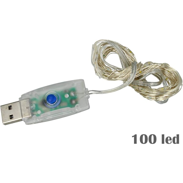 (Multifärgad RGB, 100 LED 10 Meter), LED-slinga med USB 5V Koppar