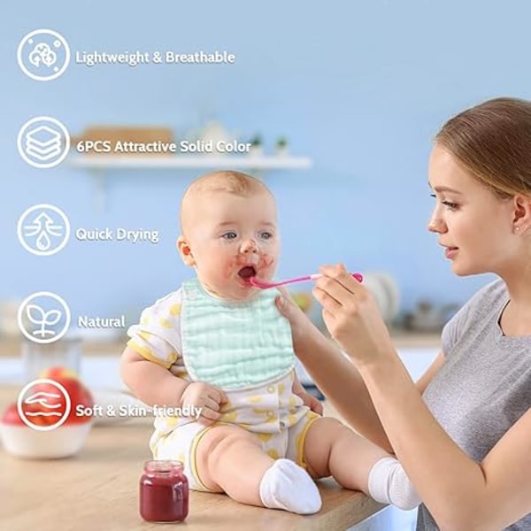 6-osainen pellavainen vauvan syöli, superpehmeä ja imukykyinen säädettävällä soljella, sopii vauvoille, vastasyntyneille ja taaperoille