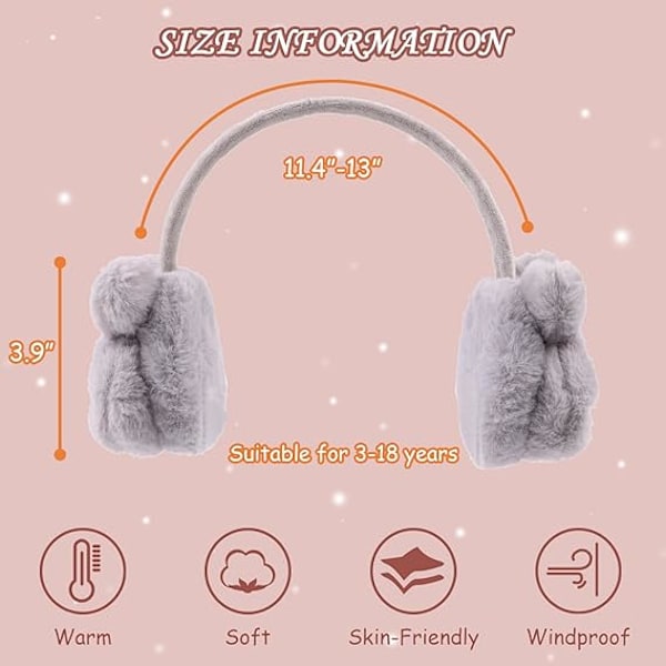 Skin Powder Vinter Öronmuff För Flicka Pojke Varm Plysch Fällbar Öronmuff