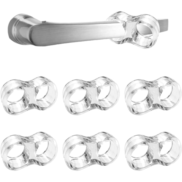 Clear - Set of 6 PVC handle door stoppers / Small silicone door