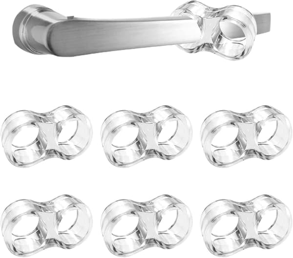 Transparent - Set med 6 PVC-handtagsdörrstoppar / Liten silikondörr