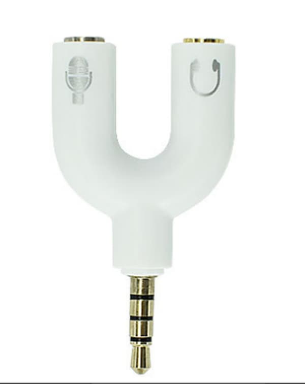 2 stk. (hvid) Hovedtelefonadapter 3,5 mm Headset Mikrofonkonverter