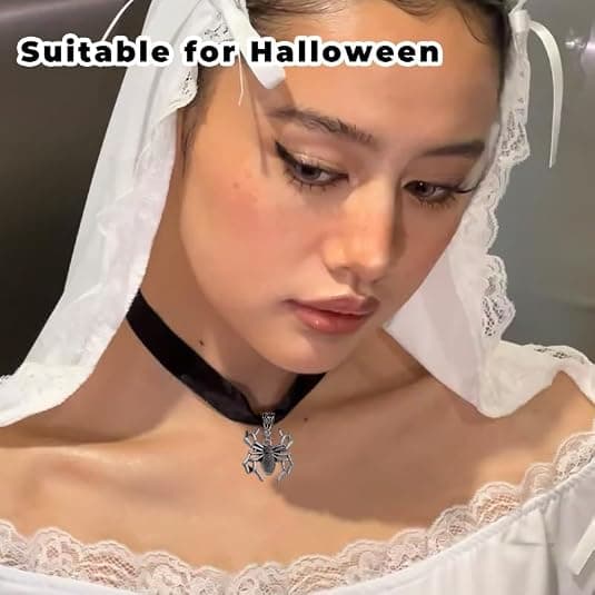 Halloween Edderkop Skelet Halskæde – Kvinders Halloween Kostume og Rollespils Tilbehør