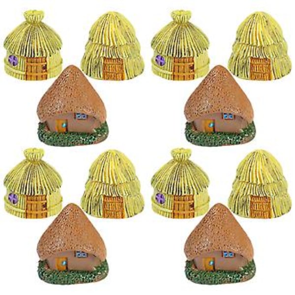 12 stk. Hage Mini Hus Tilbehør Miniatyr Hytte Figur Mikro Landskap Dekor