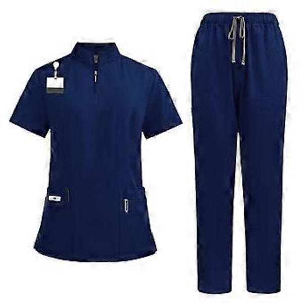 Pehmeä yläosa ja joggers-housut lemmikkieläinten trimmaajille, kauneushoitoloille, kylpylöille ja kosmetologeille (laivastonsininen M) Navy Blue M