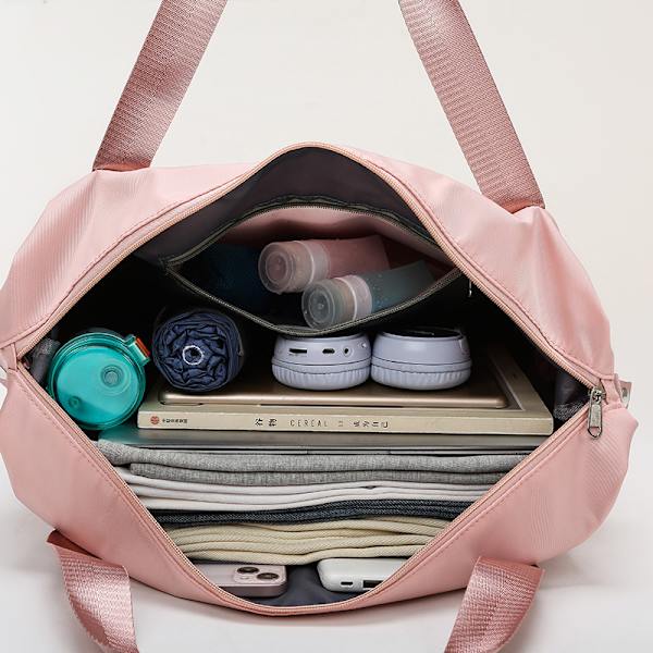 Rosa, tørr og våt separat treningsbag, vanntett løpebag for