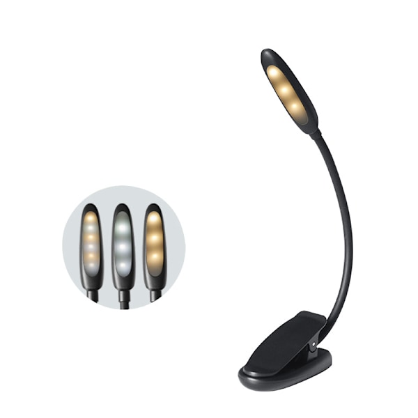 Läslampa, LED Läslampa Klämlampa USB Uppladdningsbar, 360