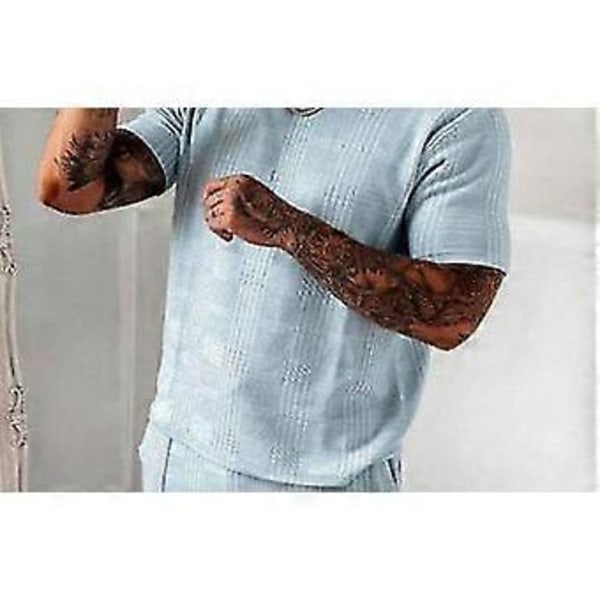 Atletisk 2-delt sæt til mænd, trænings T-shirt og shorts kombination grey M