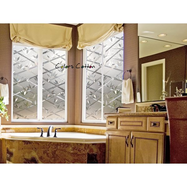 Privatlivsvindue Frosting Film Bambus No-Glue 3D Statisk Dekorativ