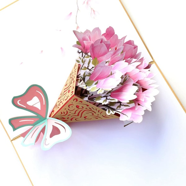 Blomster Pop Up-kort, 3d Födelsedag Pop Up-kort, 3D Alla hjärtans dag
