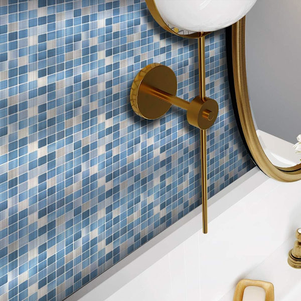 25 stk. Blå Metallic Mosaik Flise Sticker, Væg Flise Overførsler