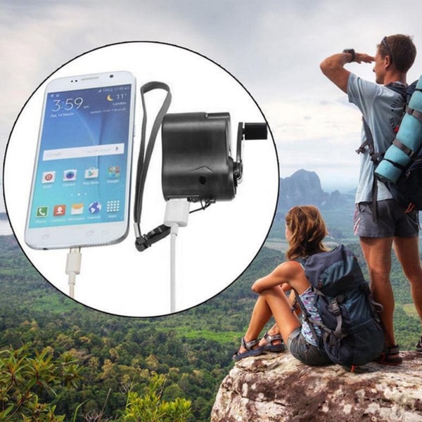 USB-driven bärbar vevtelefon Hand Nödsituation vev USB-laddare Hand MP
