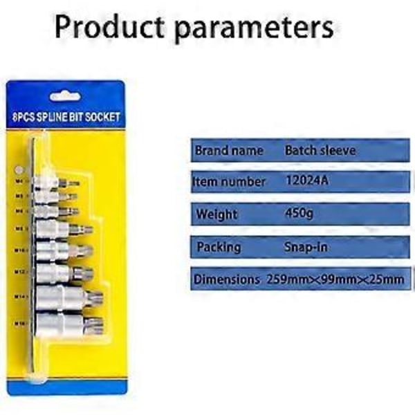 1/4\" 3/8\" 1/2\" Torx Bit Topnøgle Sæt Adapter Allen til Nøgle Spline Bits Universal til Hoved Til Momentnøgle Skraldenøgle