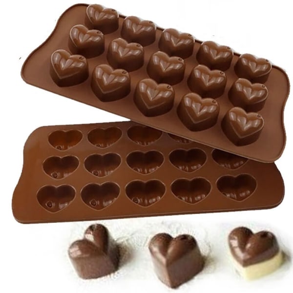 3 stk. Hjerteformede chokoladeforme kage cookieforme