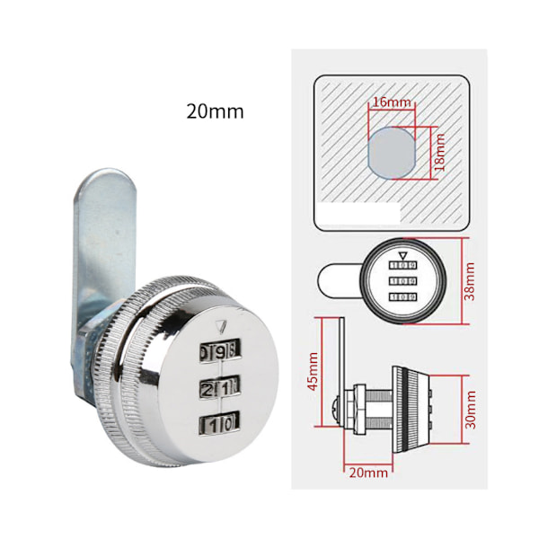Kombinationskamera - 2 cm/0,79 tum Bolt zinklegering Lösenord Securi