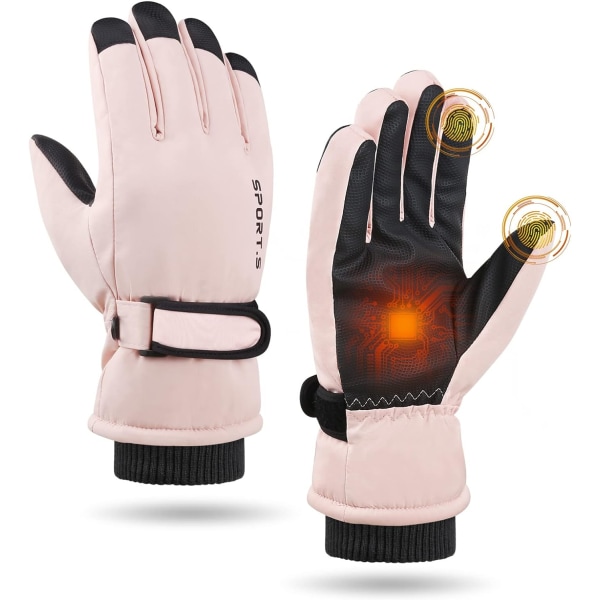 Pink Dame Ski Thermal Handsker, Coldproof Touchscreen Ski Handsker W