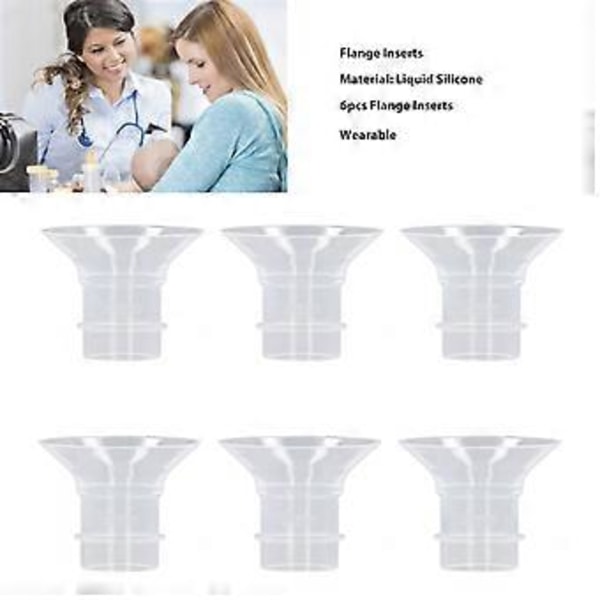6 st Flänsinsatser Hands Free Bröstpump Bärbar Spectra 24mm Skydd Flänsar 19mm / 0.7in