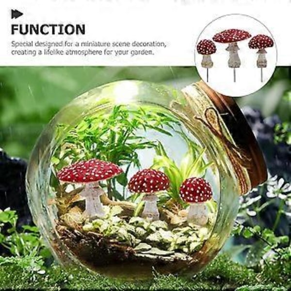 3 stk. Mikro Landskab Svampe Ornamenter Resin Selvlysende Svampe Bonsai Blomsterpotte Dekoration