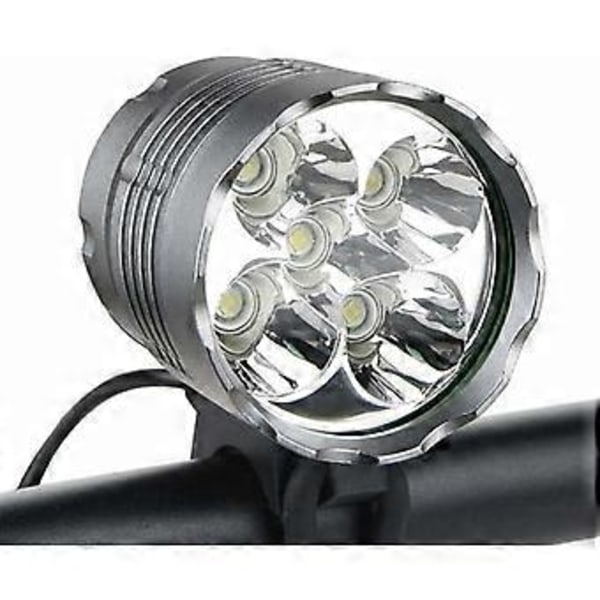 Polkupyörän valot, 6000 lumenia, 5 LED-polkupyörän valo, vedenpitävä maastopyörän etuvalo 6400 mAh:n ladattavalla akulla, 3 tilaa ajovalolle