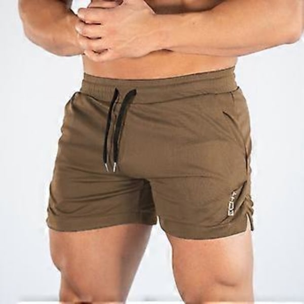 Träningsshorts för män Gymshorts Träning Bodybuilding Gym Sport Herr Casual Kläder Khaki M